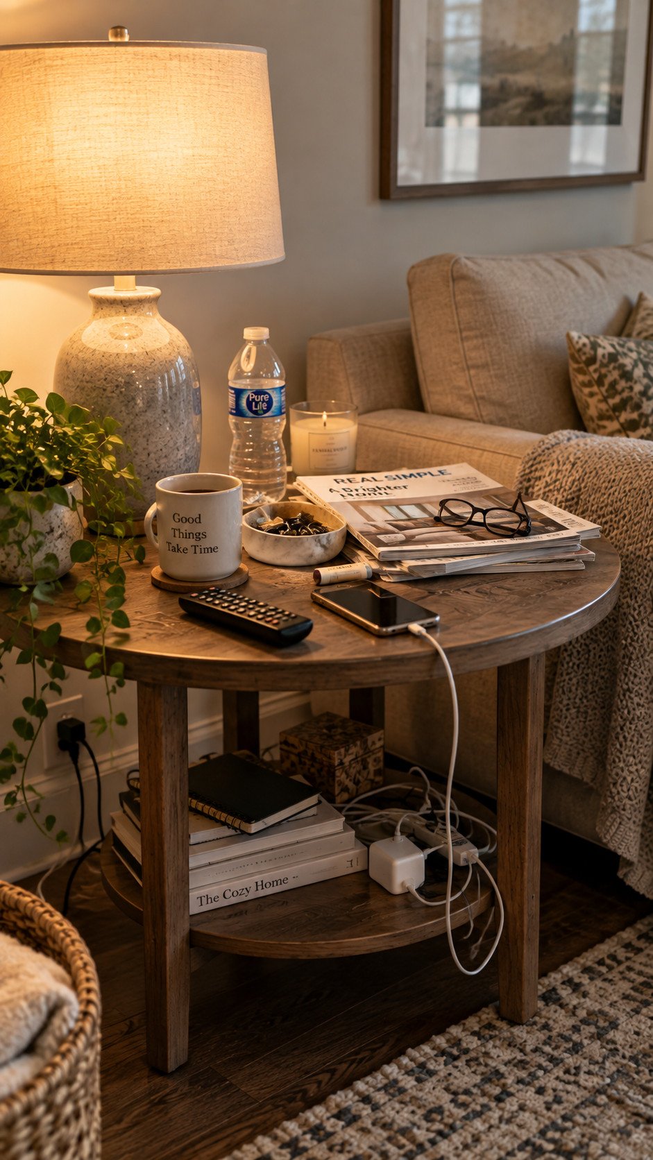 Cluttered living room surface decor mistake