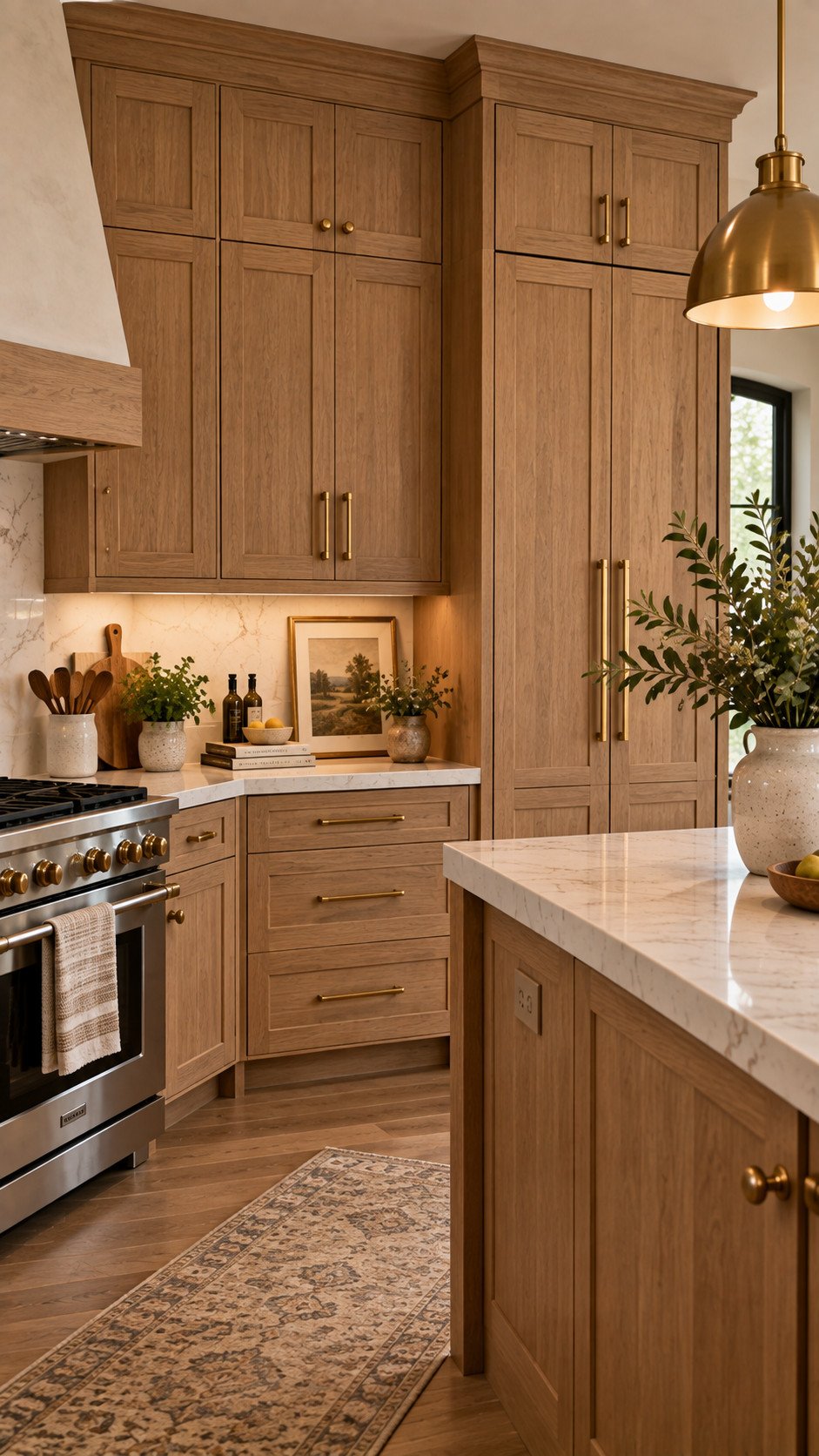 Natural wood cabinetry kitchen decor idea