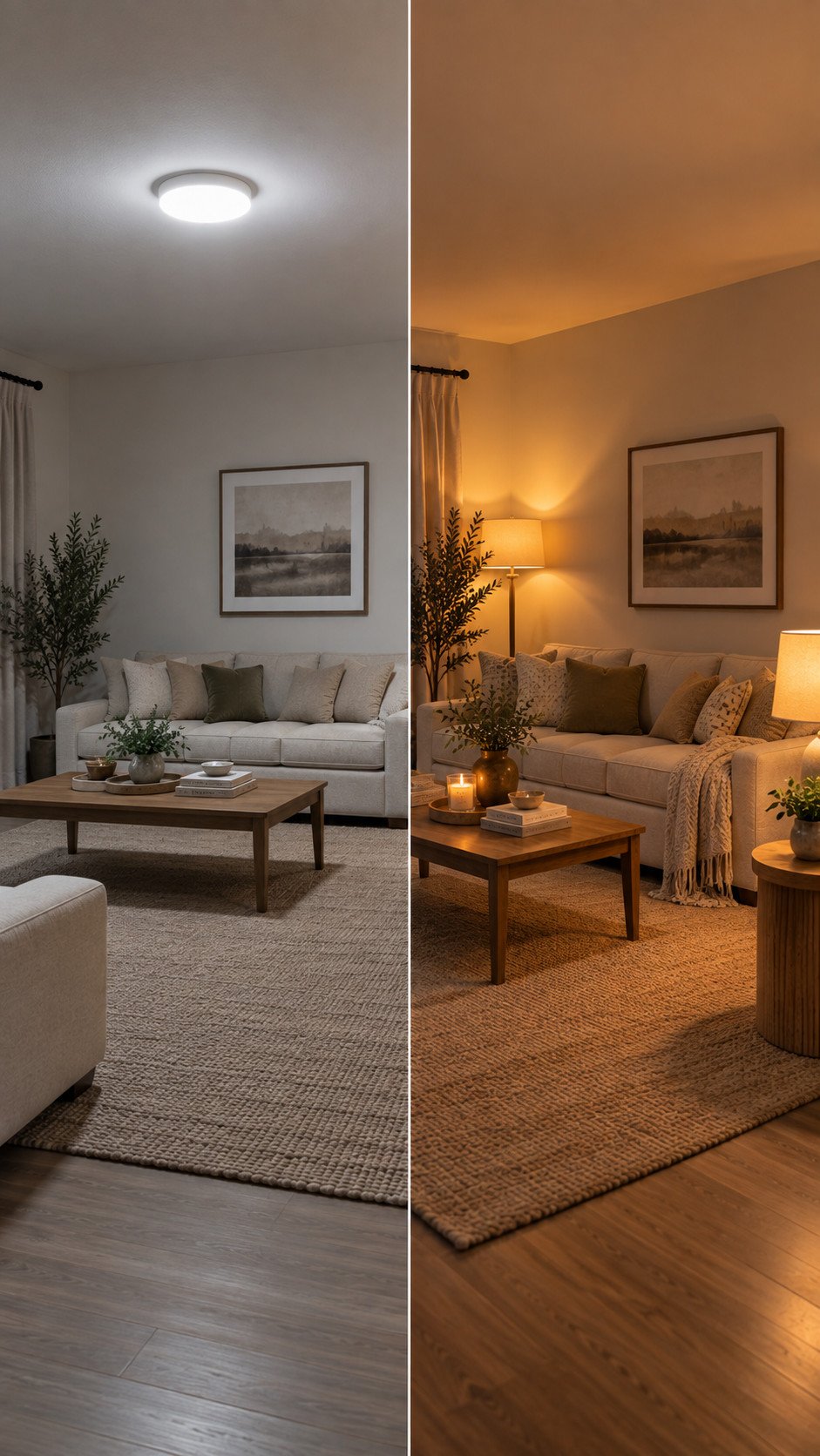 Single overhead lighting mistake in a small living room